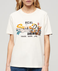 Tokyo Relaxed T-Shirt - Cream - Superdry Singapore