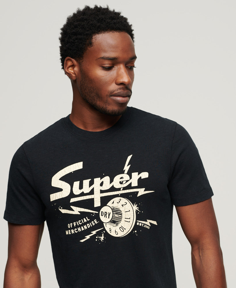 Retro Rocker Graphic T Shirt - Jet Black - Superdry Singapore