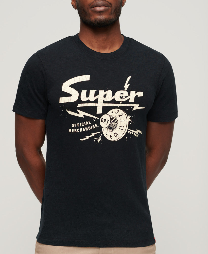 Retro Rocker Graphic T Shirt - Jet Black - Superdry Singapore