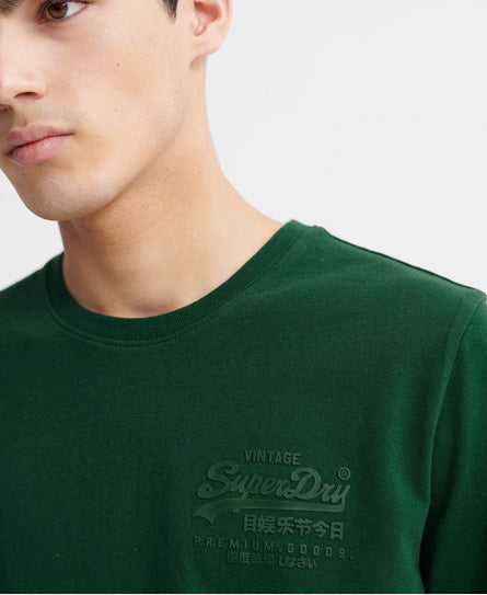 Vintage Logo Premium Goods Tonal Injection T-Shirt - Pine Green - Superdry Singapore