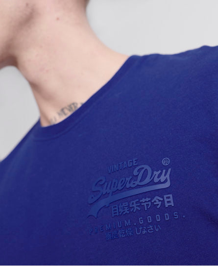 Vintage Logo Premium Goods Tonal Injection T-Shirt - Cobalt - Superdry Singapore