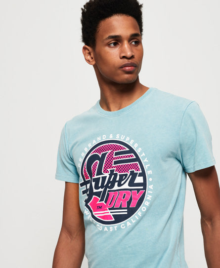 Acid Graphics Mid Weight Tee - Blue - Superdry Singapore