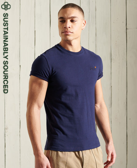 Organic Cotton Vintage Embroidered T-Shirt-Navy - Superdry Singapore