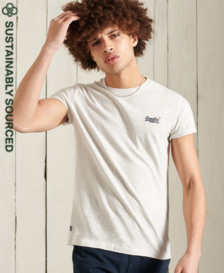 Organic Cotton Vintage Embroidery T-Shirt - Light Grey - Superdry Singapore