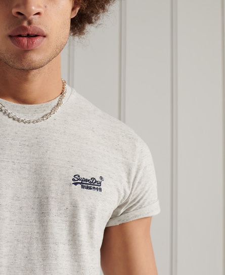 Organic Cotton Vintage Embroidery T-Shirt - Silver Birch - Superdry Singapore