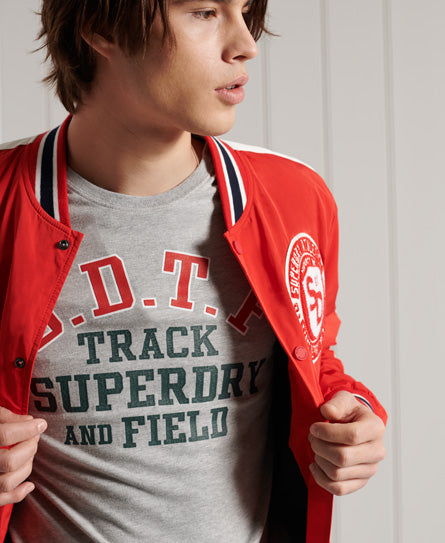 Lightweight Track & Field Graphic T Shirt - Grey - Superdry Singapore