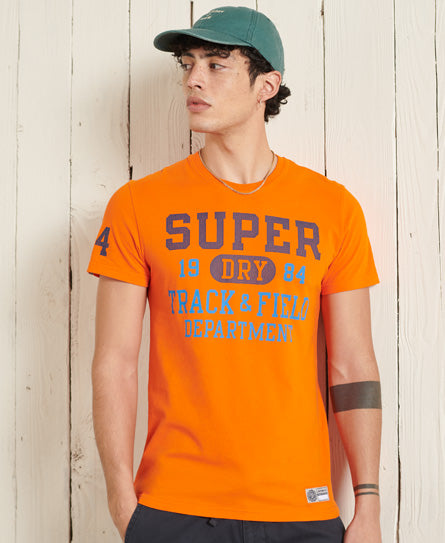 Lightweight Track & Field Graphic T Shirt - Orange - Superdry Singapore