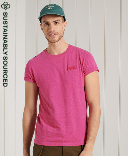 Organic Cotton Vintage Embroidered T-Shirt - Pink - Superdry Singapore