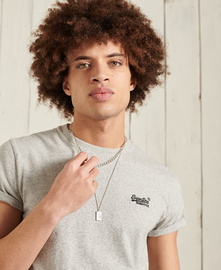 Organic Cotton Vintage Embroidered T-Shirt - Light Grey - Superdry Singapore