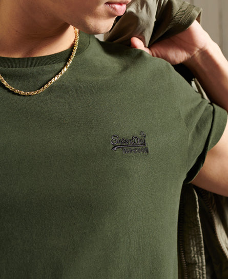 Organic Cotton Vintage Embroidered T-Shirt - Green - Superdry Singapore