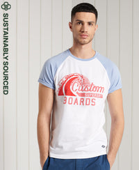 Organic Cotton Cali Surf Graphic Baseball T-Shirt - White - Superdry Singapore