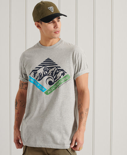 Mountain Relaxed Fit Graphic T Shirt - Grey - Superdry Singapore