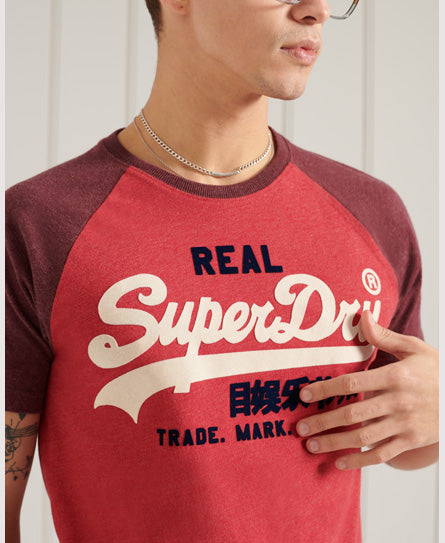 Vintage Logo Duo Raglan T-Shirt - Coral - Superdry Singapore
