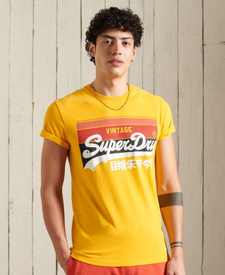 Vintage Logo Cali Stripe T-Shirt - Yellow - Superdry Singapore