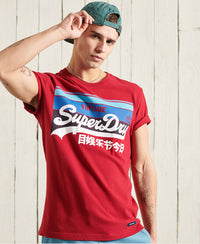 Vintage Logo Cali Stripe T-Shirt - Red - Superdry Singapore
