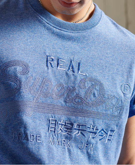 Vintage Logo Embroidered T-Shirt - Blue - Superdry Singapore