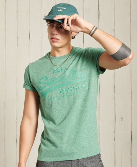 Vintage Logo Embroidered Standard Weight T-Shirt - Green - Superdry Singapore