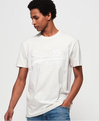 Vintage Logo Box Fit Applique T-Shirt - Off White - Superdry Singapore