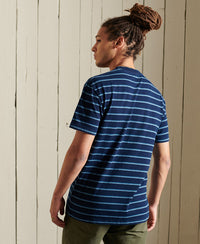 Organic Cotton Striped Workwear Pocket T-Shirt-Blue - Superdry Singapore