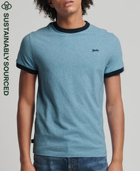 Organic Cotton Vintage Ringer T-Shirt - Light Blue