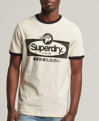 Core Logo American Classic Ringer T-Shirt - Cream - Superdry Singapore