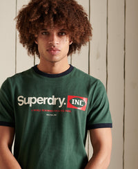 Core Logo American Classic Ringer T-Shirt - Green - Superdry Singapore