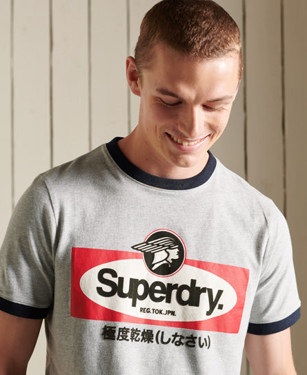 Core Logo American Classic Ringer T-Shirt - Light Grey - Superdry Singapore