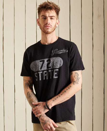 Script Style Col Stripe Tee-Pottery Blue Marl - Superdry Singapore