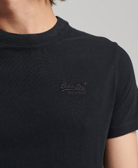 Organic Cotton Vintage Logo Embroidered T-Shirt - Black - Superdry Singapore
