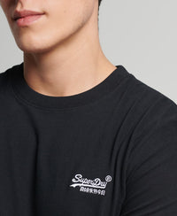 Organic Cotton Vintage Logo Embroidered T-Shirt - Black - Superdry Singapore