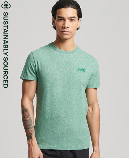 Organic Cotton Vintage Logo Embroidered T-Shirt - Green - Superdry Singapore