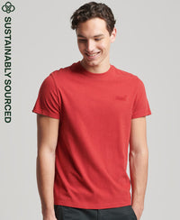 Organic Cotton Vintage Logo Embroidered T-Shirt - Red - Superdry Singapore