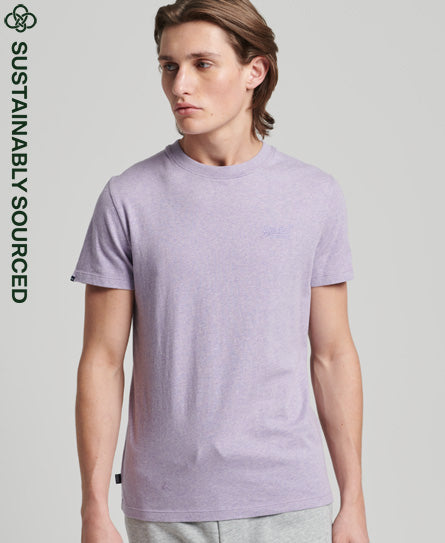 Organic Cotton Vintage Logo Embroidered T-Shirt - Purple - Superdry Singapore