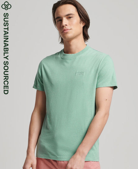 Organic Cotton Vintage Logo Embroidered T-Shirt - Turquoise - Superdry Singapore