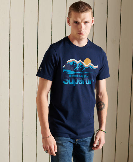 Core Logo Great Outdoors T-Shirt-Blue - Superdry Singapore