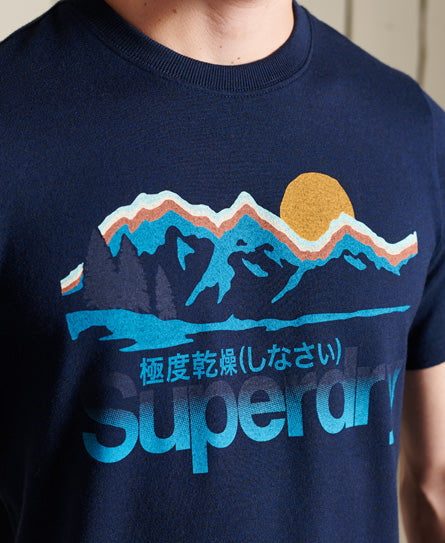 Core Logo Great Outdoors T-Shirt-Blue - Superdry Singapore