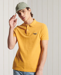 Organic Cotton Short Sleeved Pique Polo - Yellow - Superdry Singapore