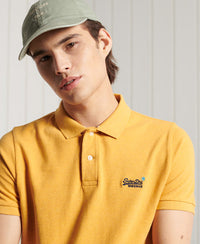 Organic Cotton Short Sleeved Pique Polo - Yellow - Superdry Singapore