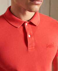 Organic Cotton Vintage Destroyed Polo Shirt - Red - Superdry Singapore