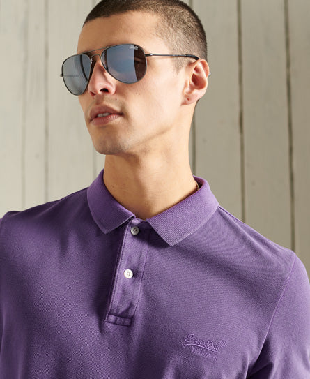 Organic Cotton Vintage Destroyed Polo Shirt - Purple - Superdry Singapore