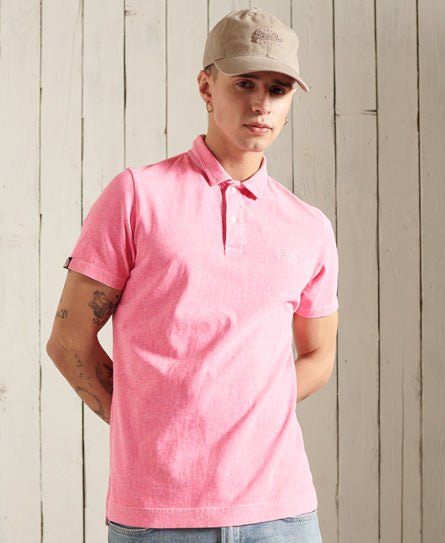 Organic Cotton La Beach Jersey Polo Shirt - Pink - Superdry Singapore