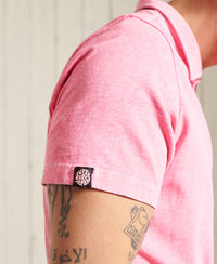 Organic Cotton La Beach Jersey Polo Shirt - Pink - Superdry Singapore