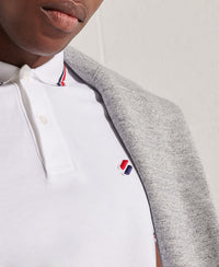 Organic Cotton Sportstyle Twin Tipped Polo Shirt - White - Superdry Singapore