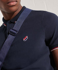 Organic Cotton Sportstyle Twin Tipped Polo Shirt - Dark Blue - Superdry Singapore
