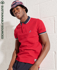 Organic Cotton Sportstyle Twin Tipped Polo Shirt - Red - Superdry Singapore