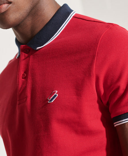 Organic Cotton Sportstyle Twin Tipped Polo Shirt - Red - Superdry Singapore