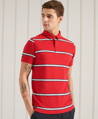 Organic Cotton Academy Stripe Polo Shirt - Red - Superdry Singapore