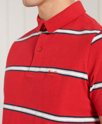 Organic Cotton Academy Stripe Polo Shirt - Red - Superdry Singapore