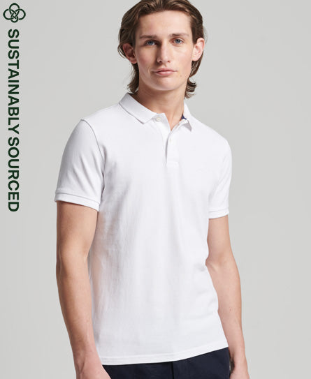 Organic Cotton Classic Pique Polo Shirt - White - Superdry Singapore