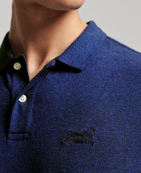 Organic Cotton Classic Pique Polo Shirt - Blue - Superdry Singapore